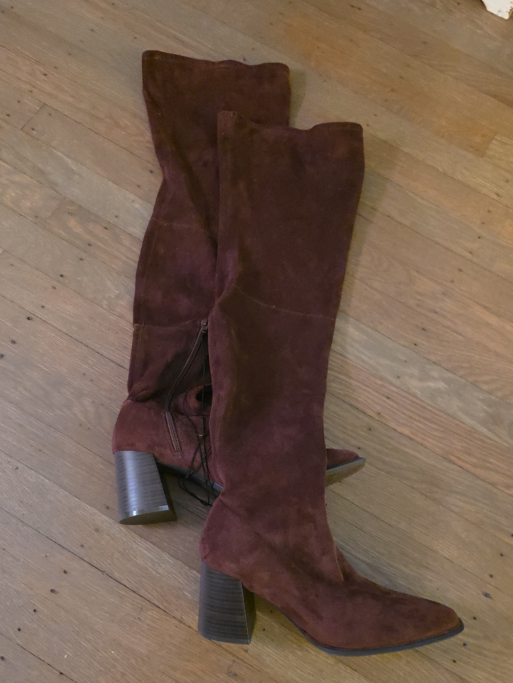 Women’s Tall Suede Block Heel Boots - Brown. Size 8